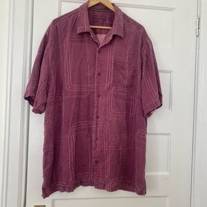 Tommy Bahama 100% silk button down collared shirt